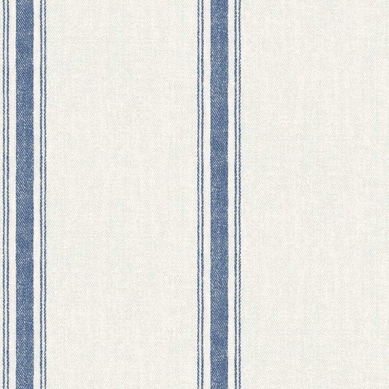 Linette Blue Fabric Stripe Wallpaper