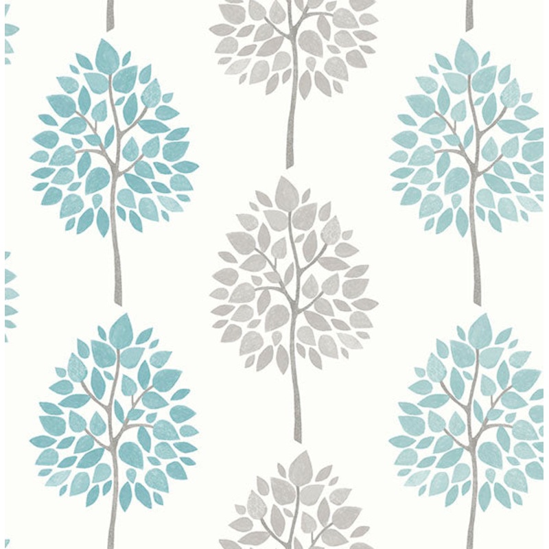 2814-24970 Saar Aqua Tree Wallpaper