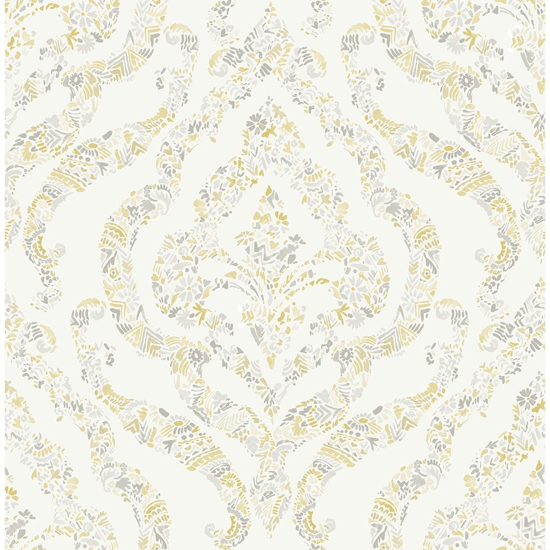 2901-25401 Featherton Mustard Floral Damask Wallpaper