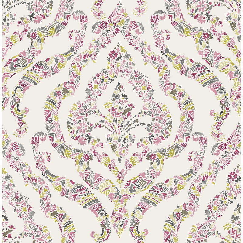 2901-25402 Featherton Pink Floral Damask Wallpaper