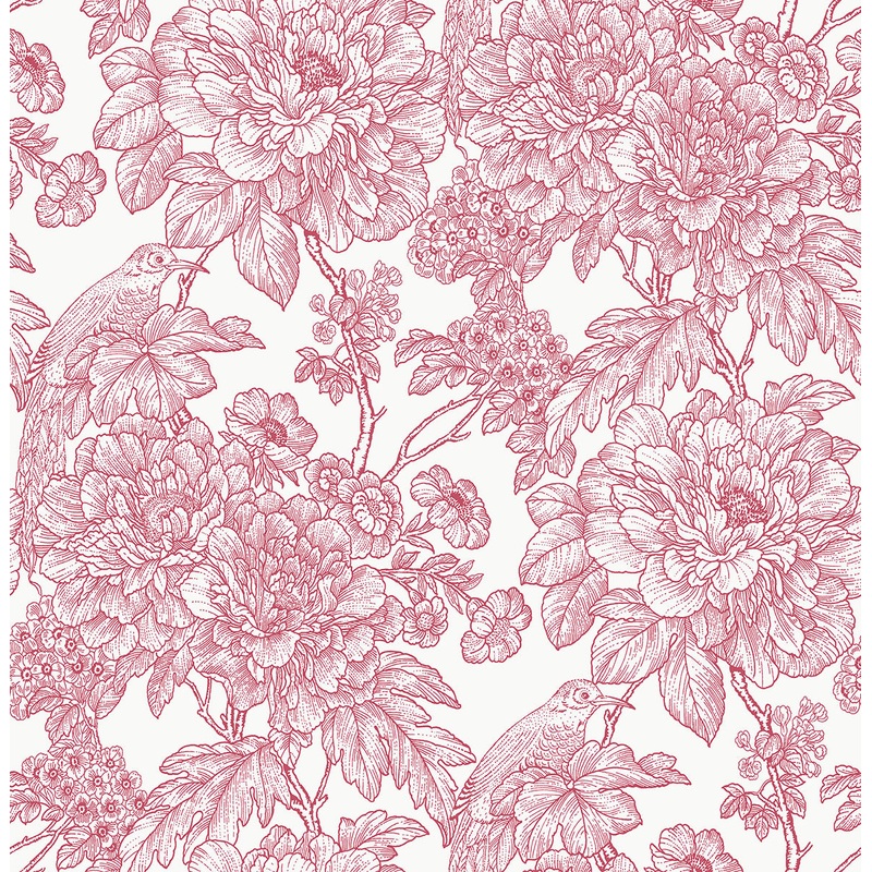 2901-25410 Birds of Paraside Breeze Red Floral Wallpaper