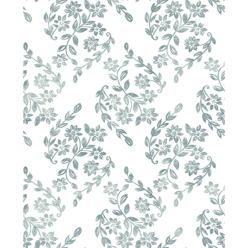 2901-25431 Arabesque Teal Floral Trail Wallpaper