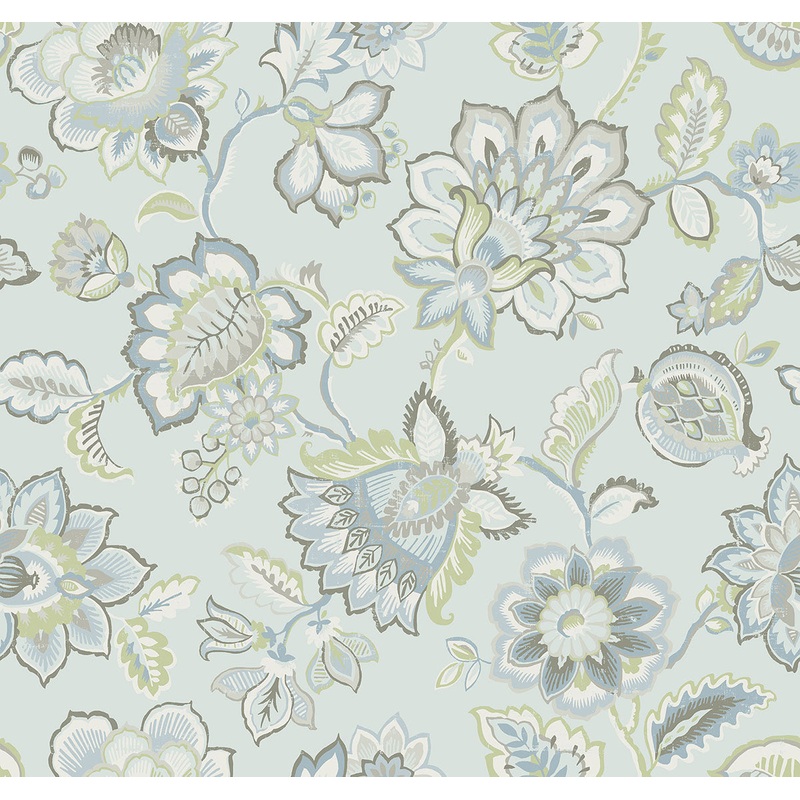 2901-87515 Corona Light Blue Jacobean Wallpaper