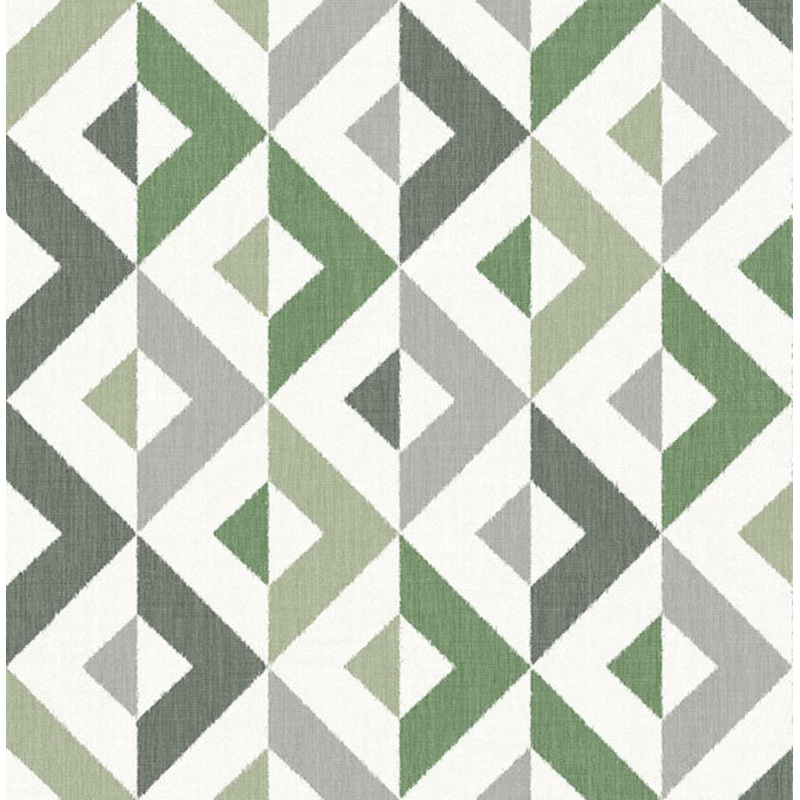 2902-25543 Seesaw Green Geometric Faux Linen Wallpaper