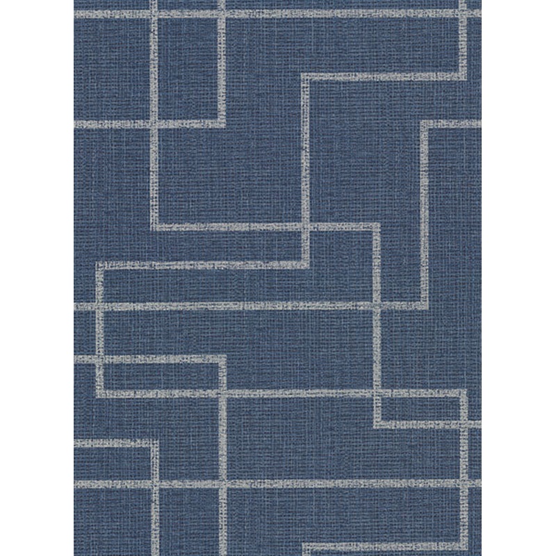 2921-50512 Clarendon Indigo Geometric Faux Grasscloth Wallpaper