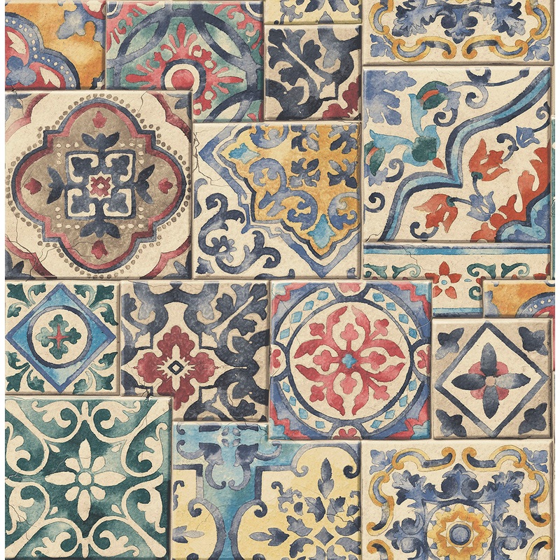 2922-22301 Estrada Multicolor Marrakesh Tiles Wallpaper