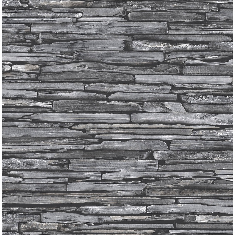2922-22352 McGuire Grey Stacked Slate Wallpaper