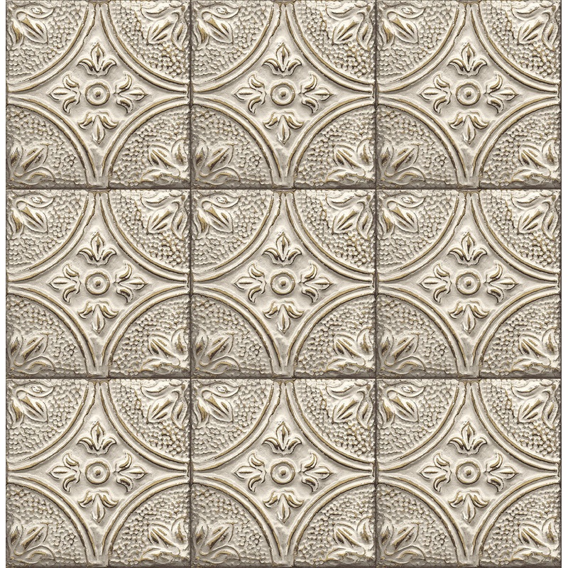 2922-23764 Cornelius Grey Tin Celing Tile Wallpaper
