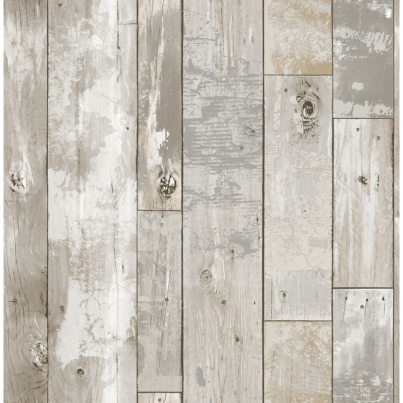 2922-24054 Samuel Light Grey Distressed Wood Wallpaper