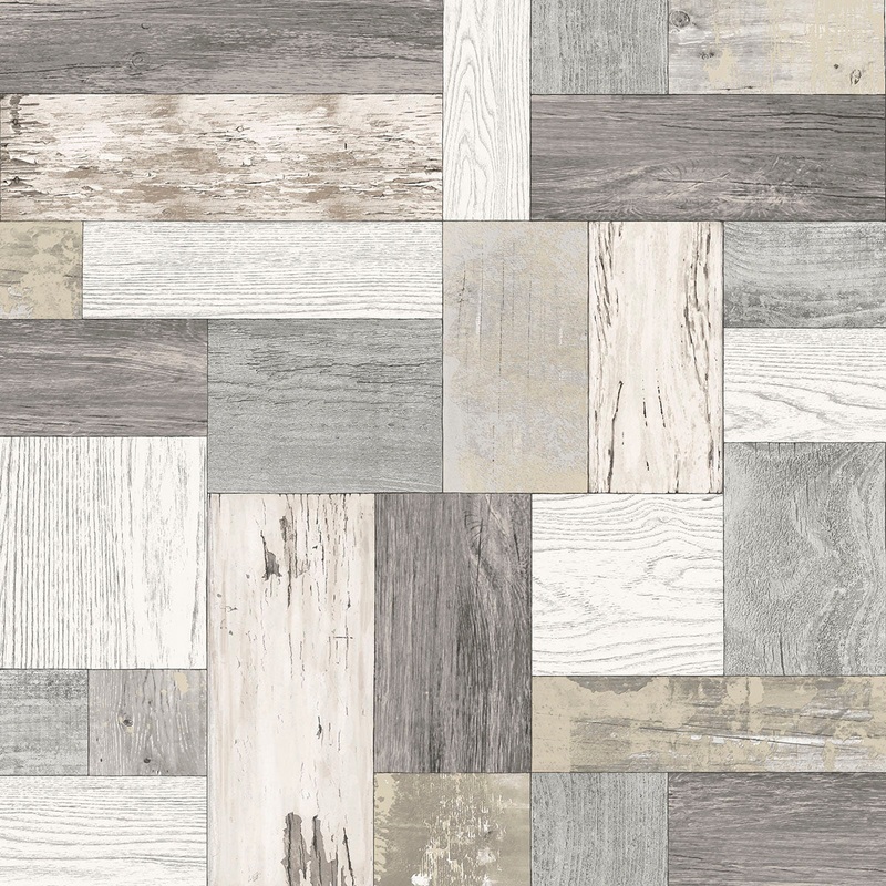 2922-25383 Keaton Neutral Distressed Wood Wallpaper