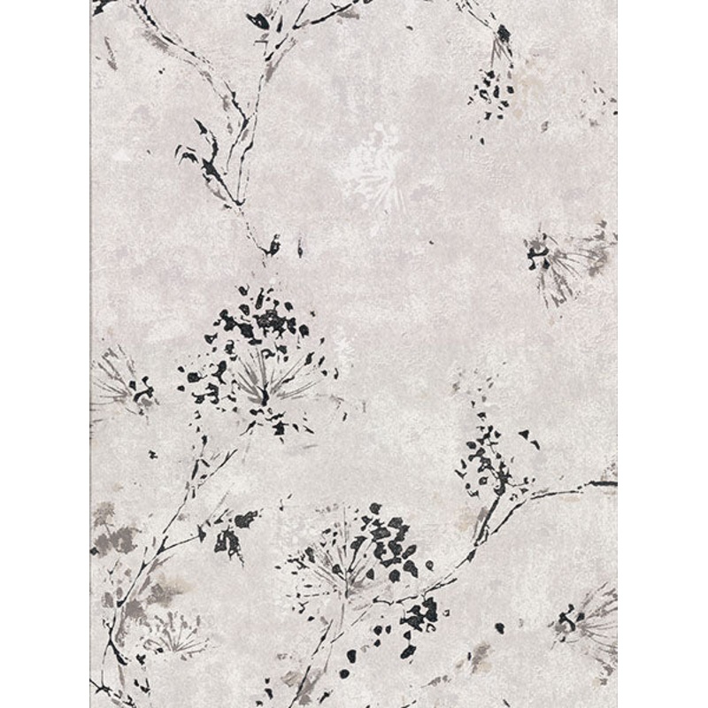 2904-00303 Misty Grey Distressed Dandelion Wallpaper