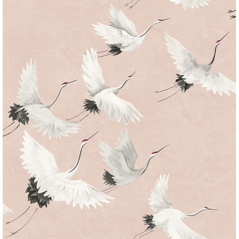 2904-24305 Windsong Pink Bird Wallpaper