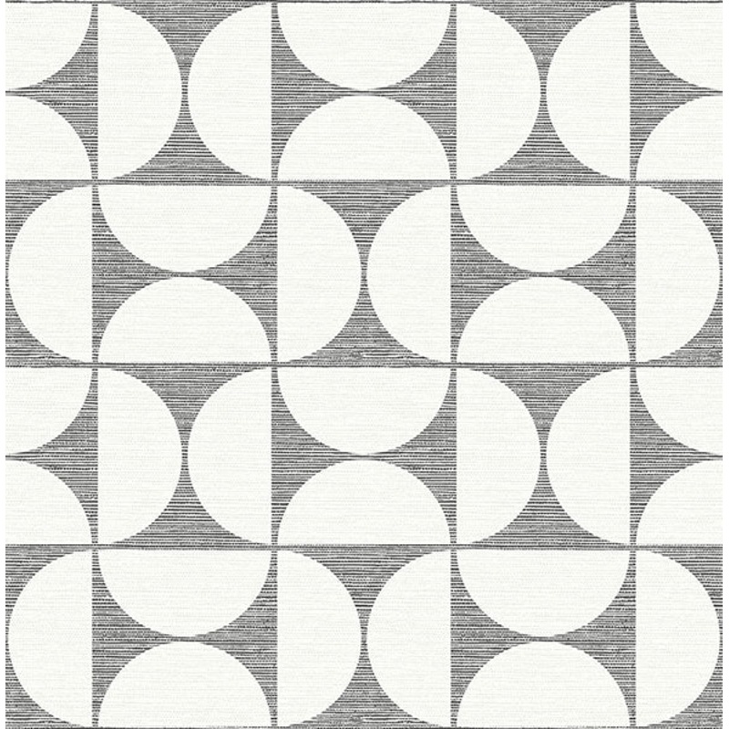 2904-25672 Deedee Black Geometric Faux Grasscloth Wallpaper