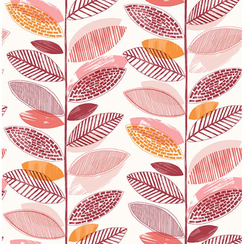 2904-25684 Nyssa Coral Leaves Wallpaper