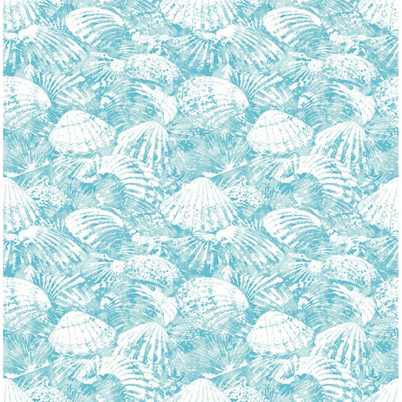2904-25688 Surfside Aqua Shells Wallpaper