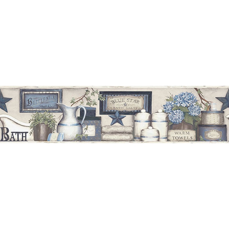 3119-63104B Country Bath Blue Rustic Border