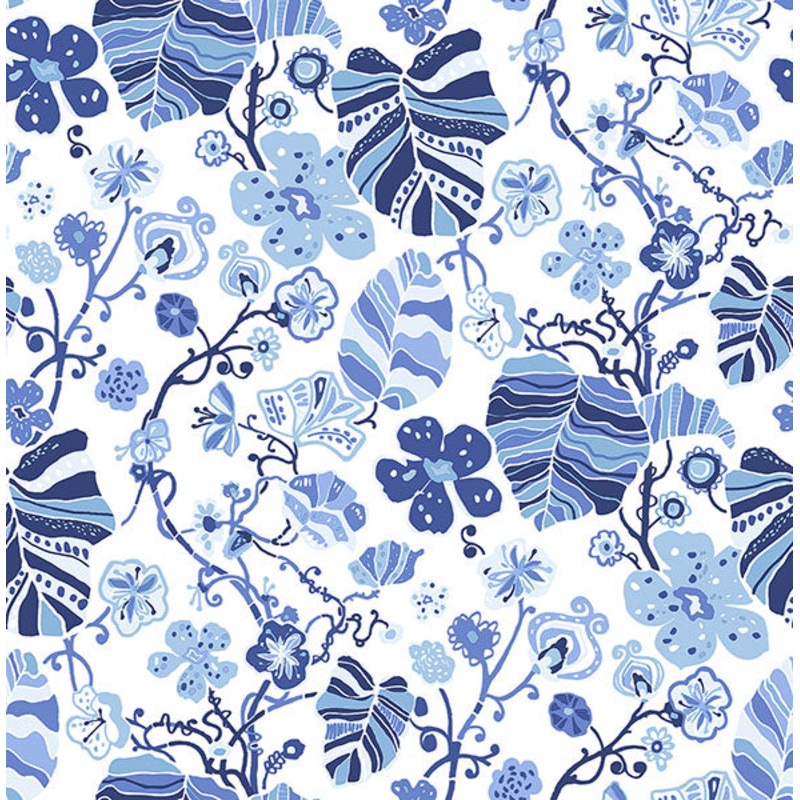 2903-25810 Gwyneth Indigo Floral Wallpaper