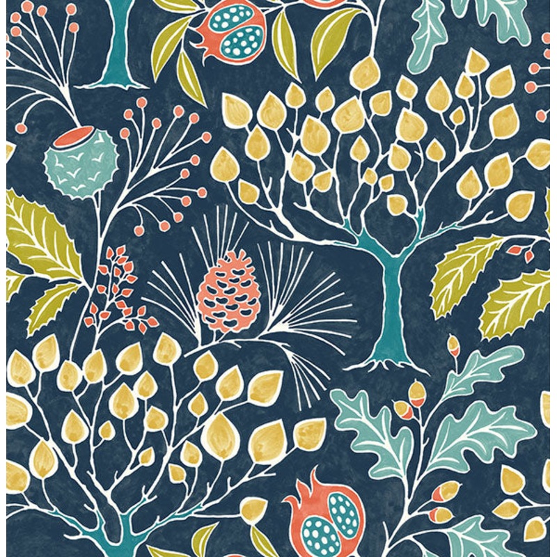 2903-25830 Shiloh Navy Botanical Wallpaper