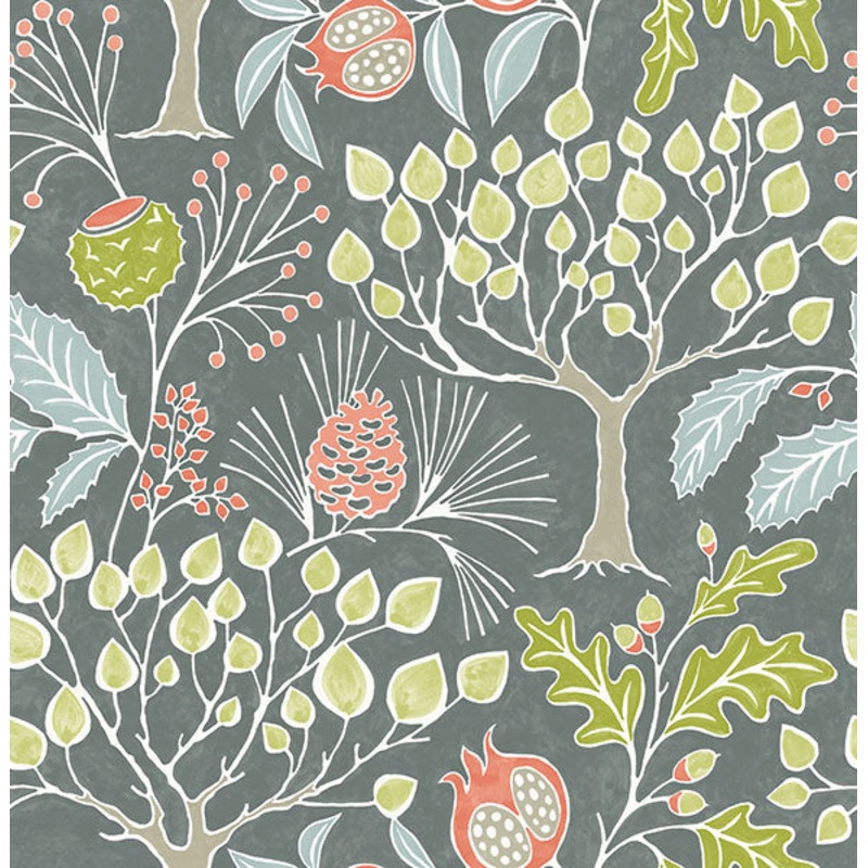 2903-25831 Shiloh Grey Botanical Wallpaper