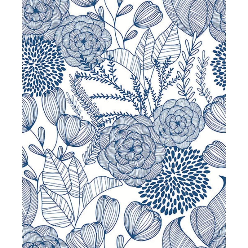 2903-25857 Alannah Navy Botanical Wallpaper