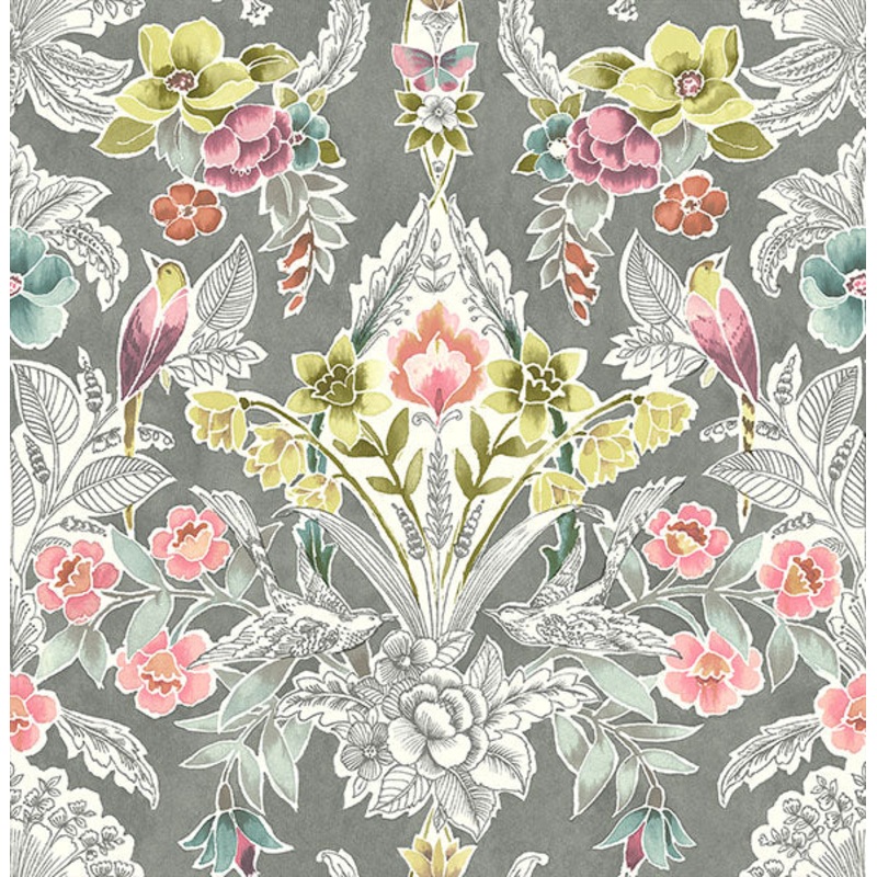 2903-25860 Vera Multicolor Floral Damask Wallpaper