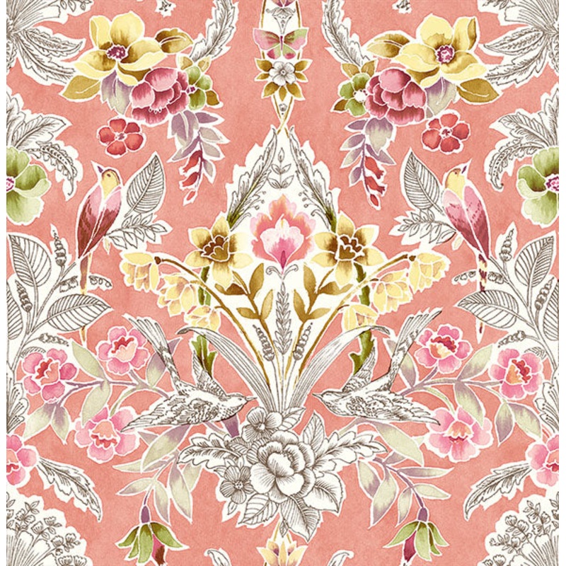 2903-25861 Vera Pink Floral Damask Wallpaper