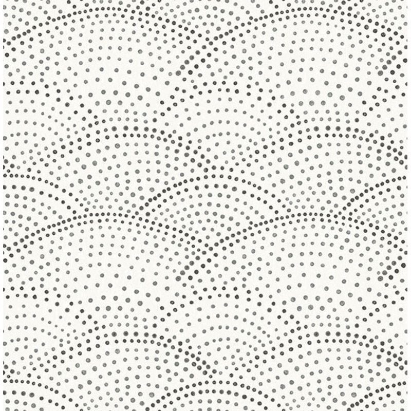 2903-25870 Bennett Charcoal Dotted Scallop Wallpaper