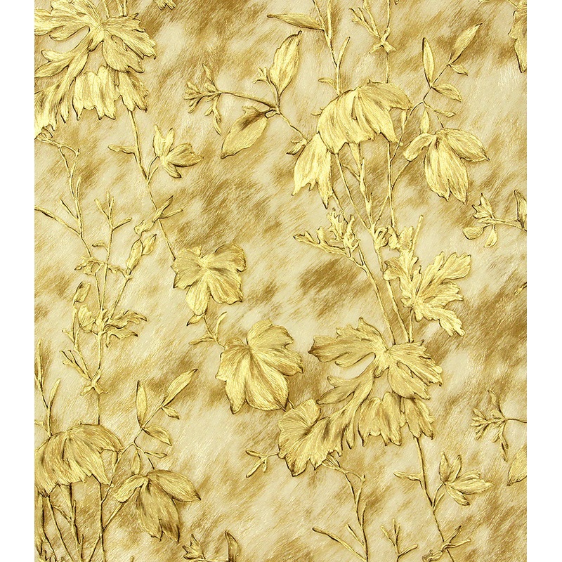 2871-88742 Portofino Gold Cow Leaves Wallpaper