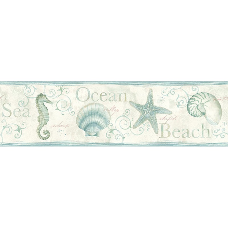 3120-53562B Island Bay Sea Green Starfish Border