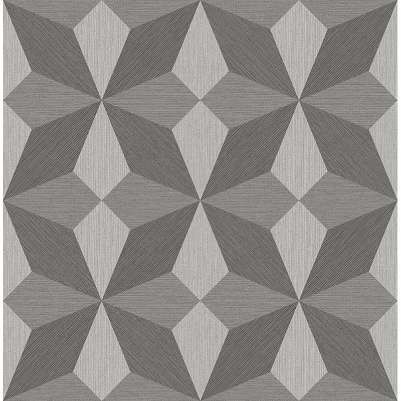 2896-25300 Valiant Grey Faux Grasscloth Mosaic Wallpaper