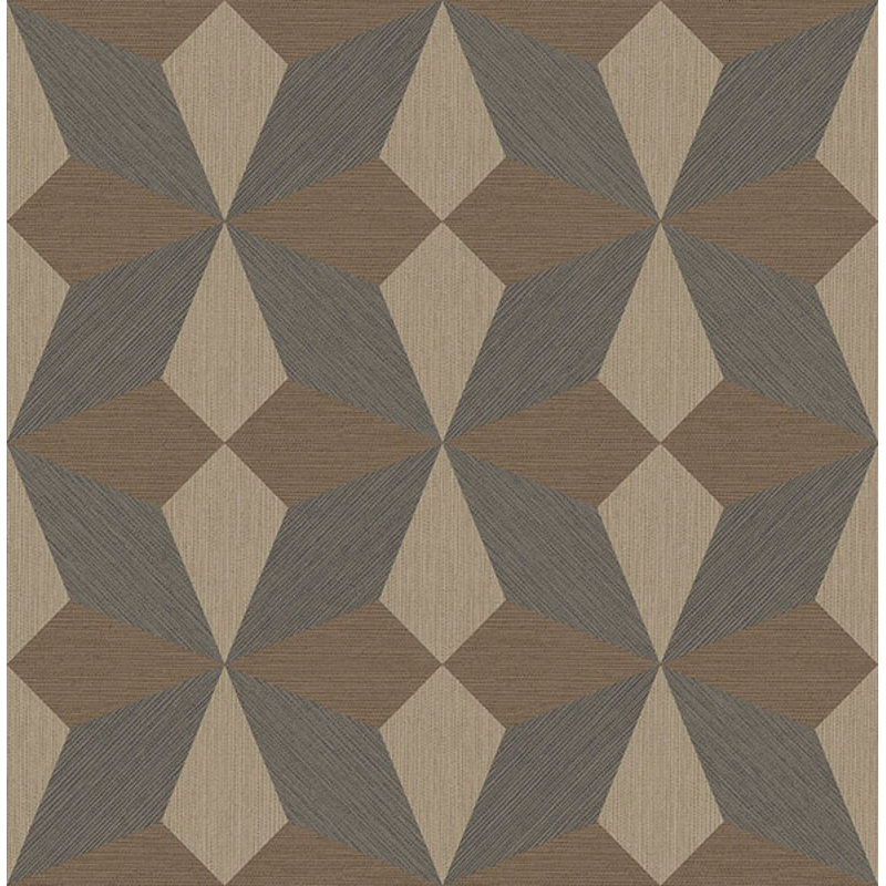 2896-25303 Valiant Copper Faux Grasscloth Mosaic Wallpaper