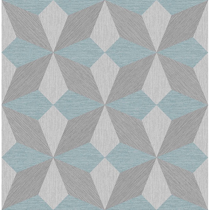 2896-25304 Valiant Light Blue Faux Grasscloth Mosaic Wallpaper