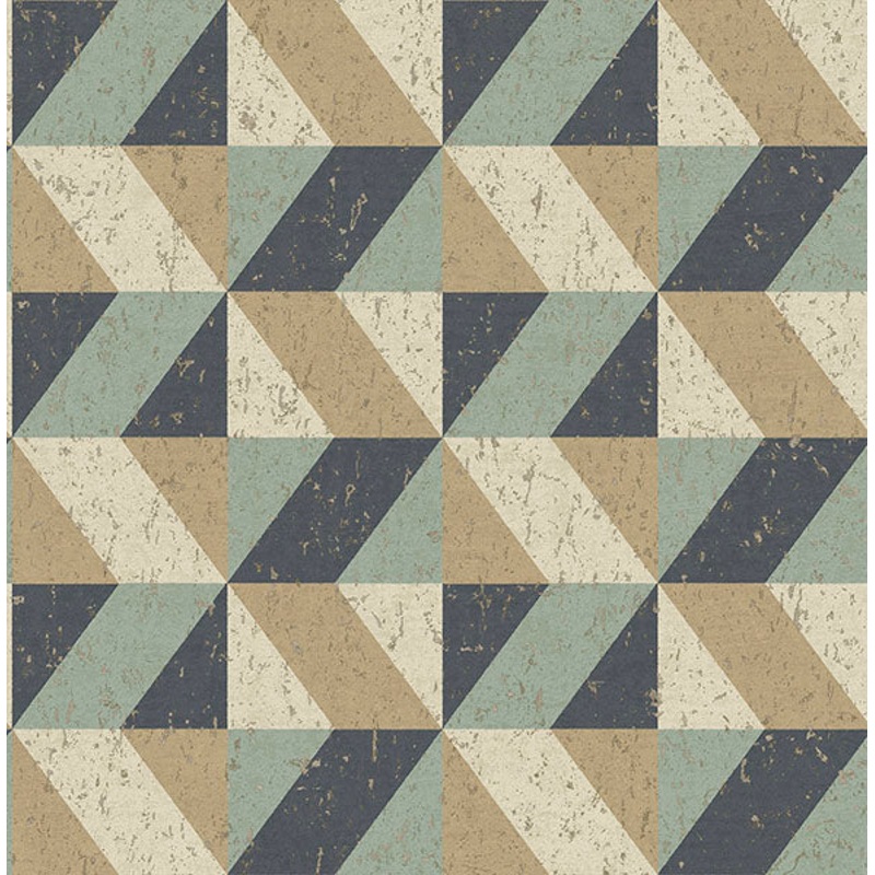 2896-25310 Cerium Blue Concrete Geometric Wallpaper