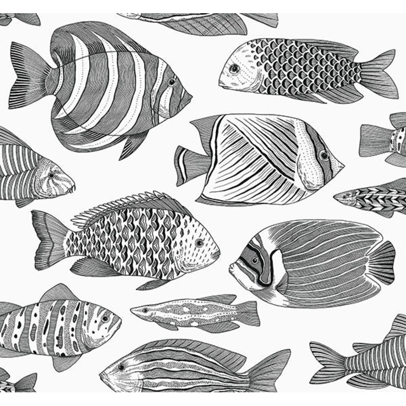 2927-80200 Wailea Black Tropical School Wallpaper