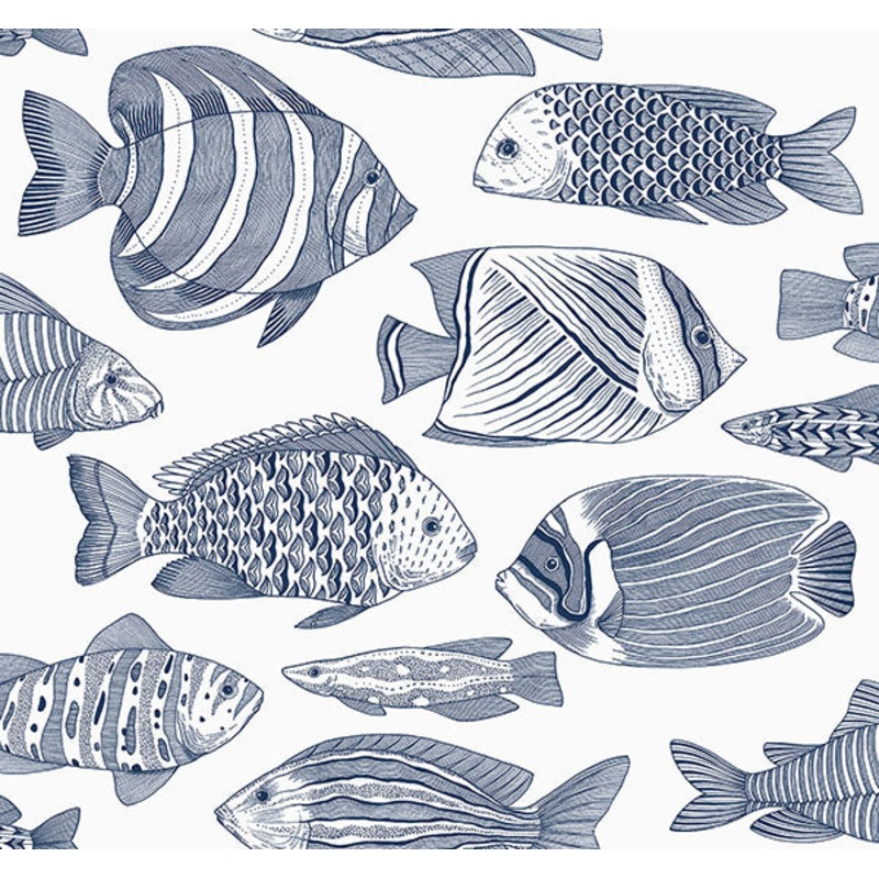 2927-80202 Wailea Indigo Tropical School Wallpaper