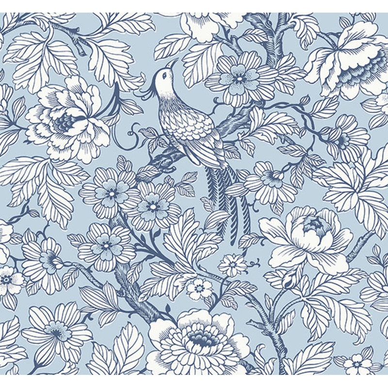 2927-80402 Beaufort Light Blue Peony Chinoiserie Wallpaper