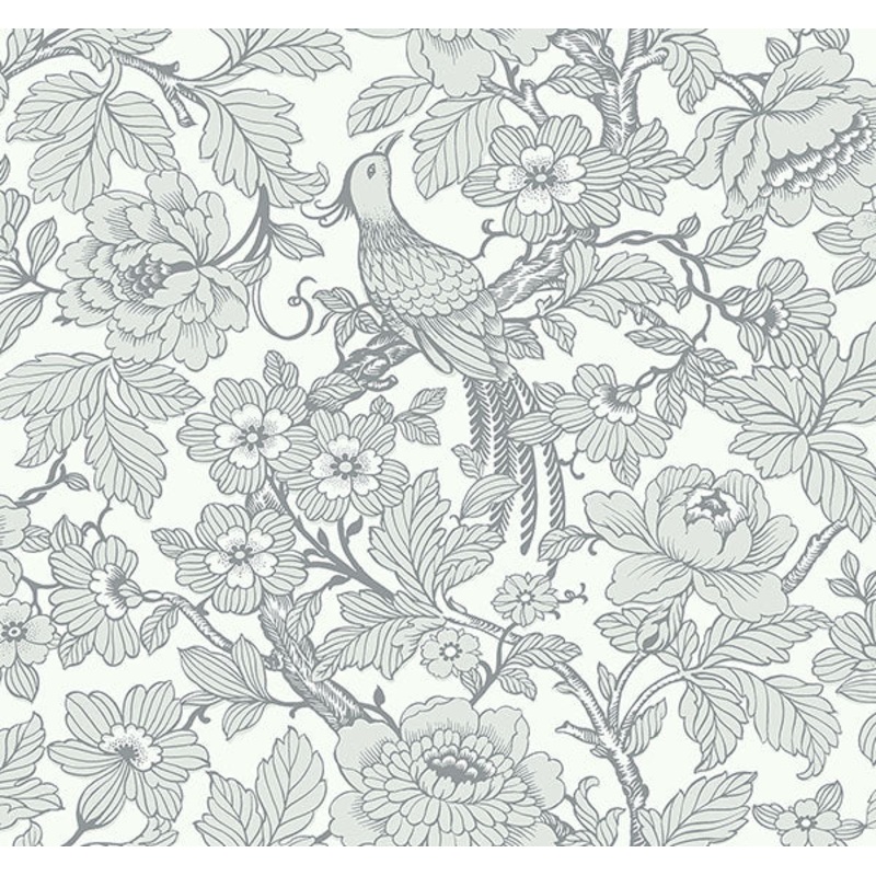 2927-80408 Beaufort Light Grey Peony Chinoiserie Wallpaper