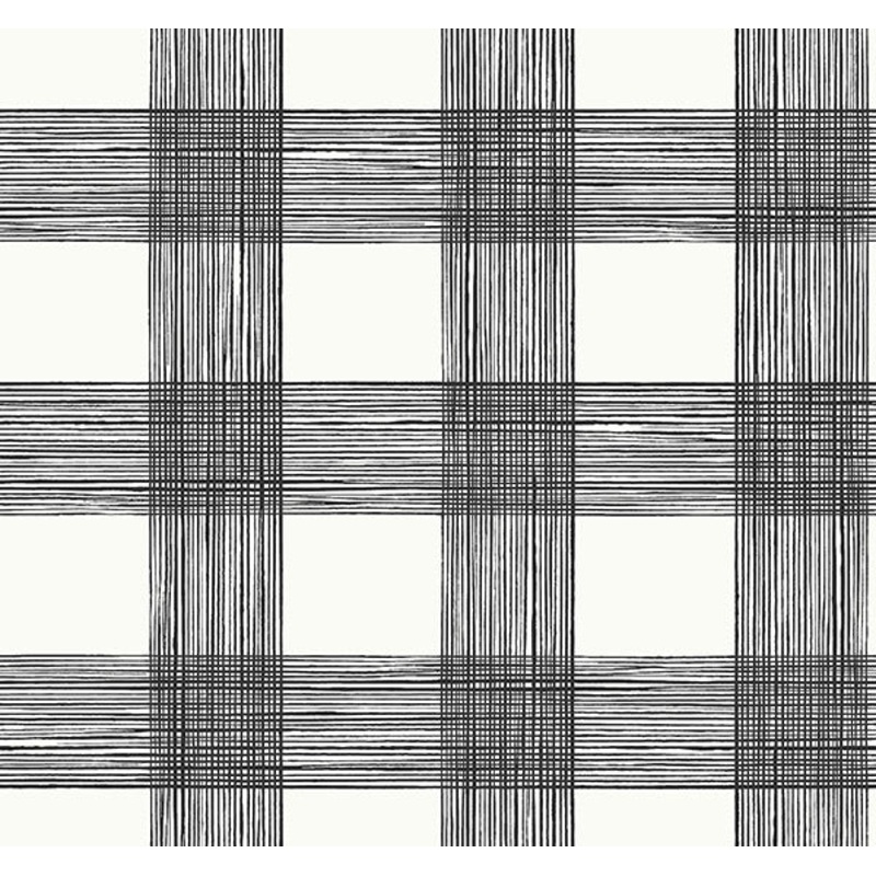 2927-80900 Scarborough Black Striated Plaid Wallpaper