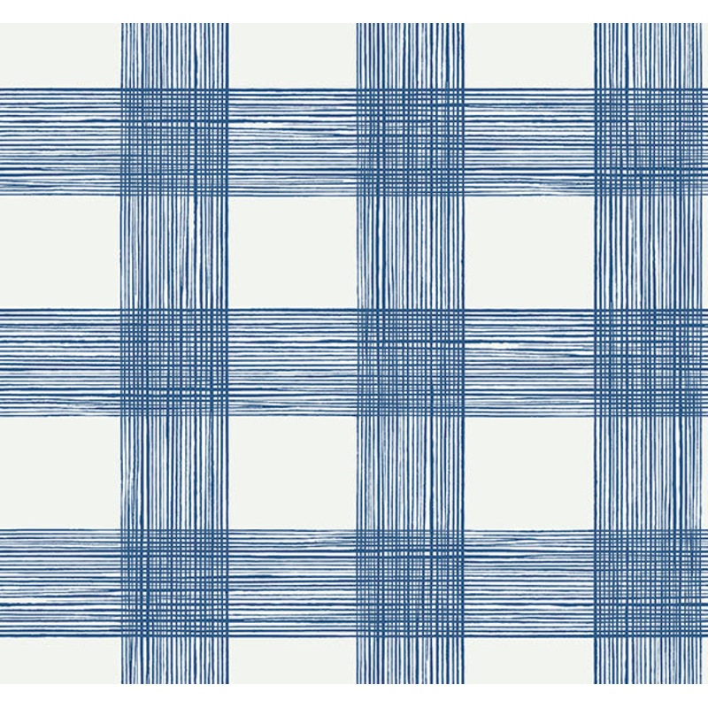 2927-80902 Scarborough Indigo Striated Plaid Wallpaper