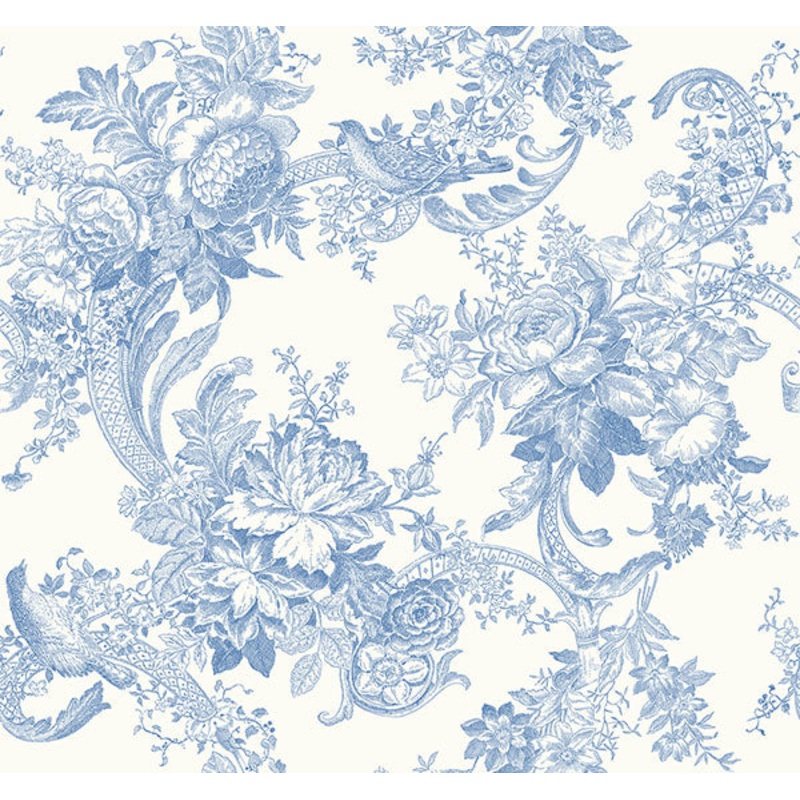 2927-81602 Carmel Light Blue Baroque Florals Wallpaper