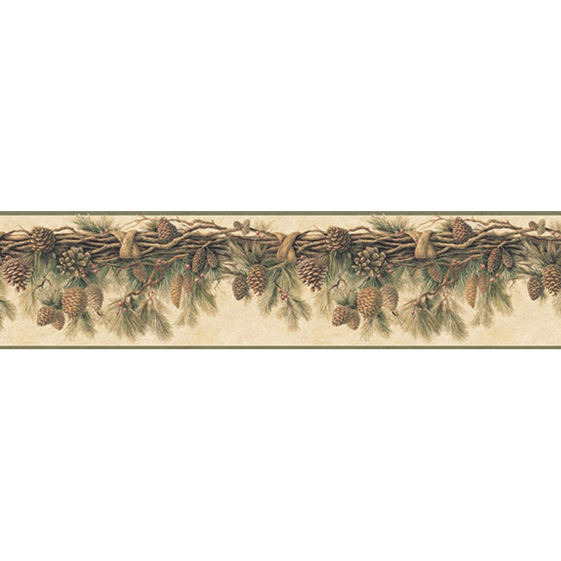 3123-01391 Coulter Olive Pinecone Forest Border
