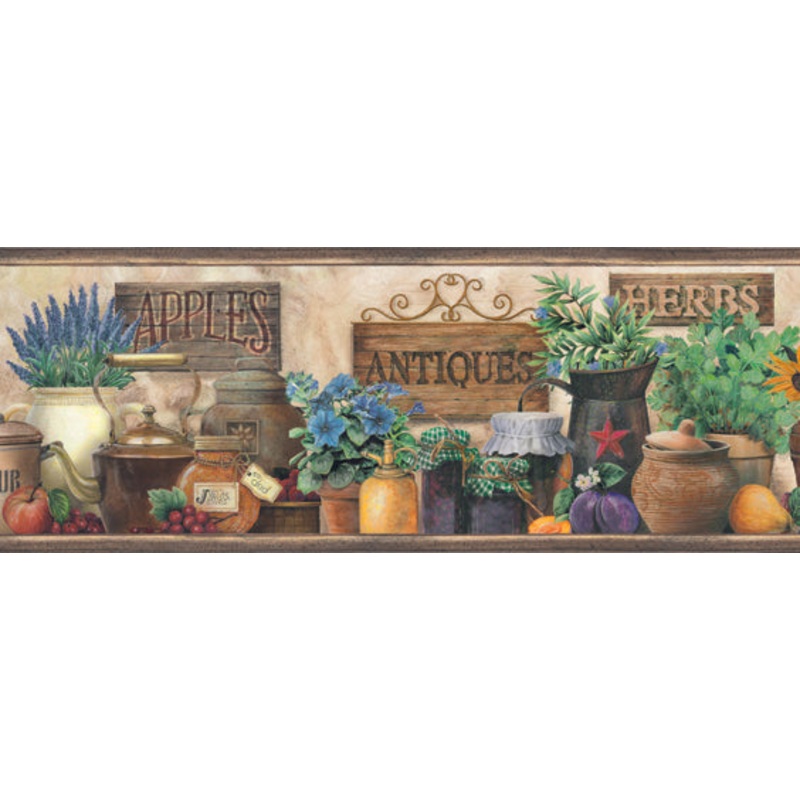 3123-44581 Brittany Black Antiques & Herbs Border