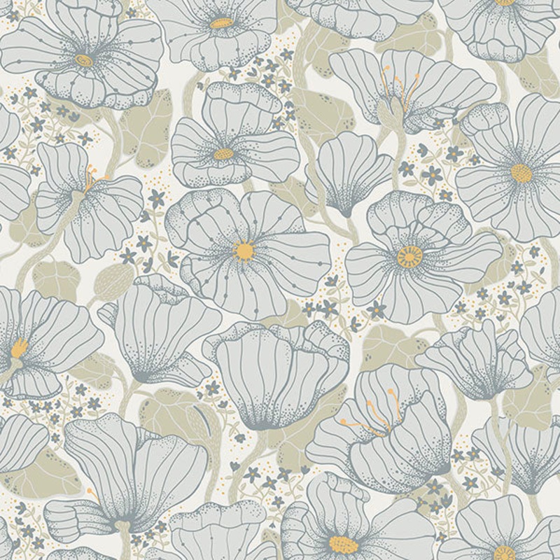 2932-65110 Matilda Blue Poppy Fields Wallpaper