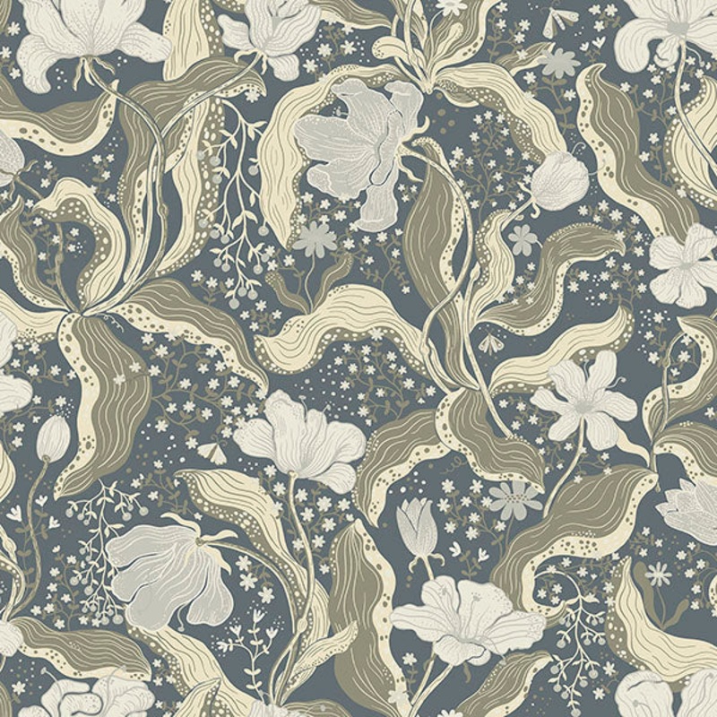 2932-65117 Bodri Blue Tulip Garden Wallpaper
