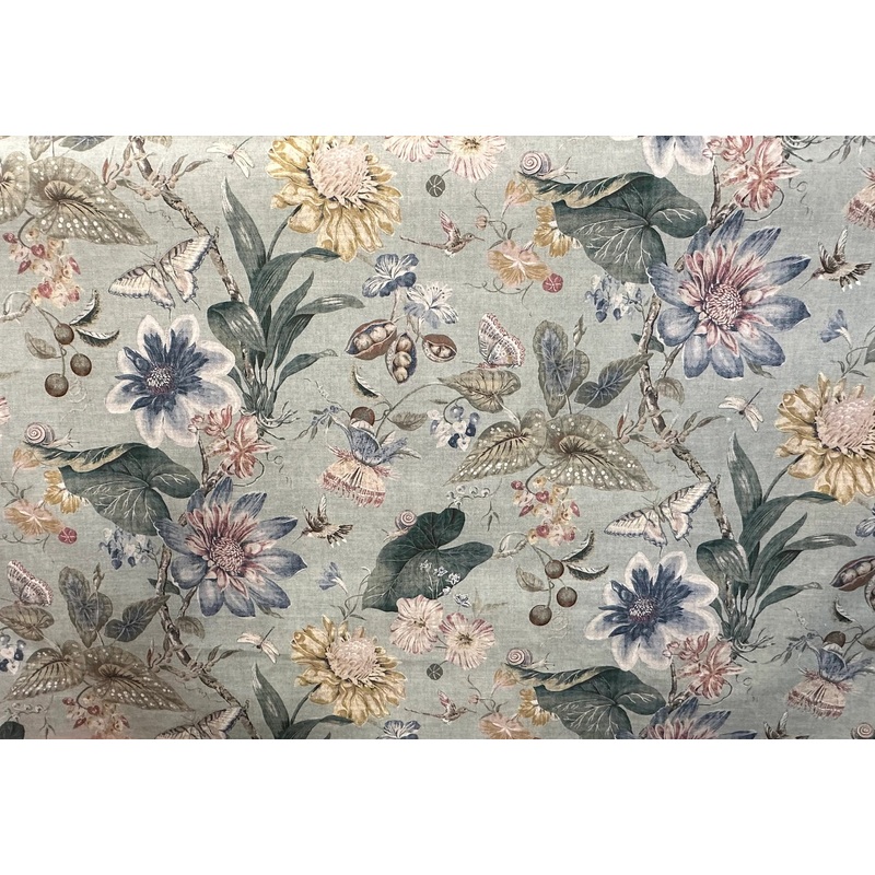 Tropical Pavilion Seafoam Floral Insect P/Kaufmann Fabric