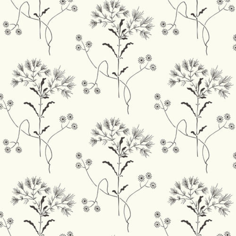 ME1515 Magnolia Home Joanna Gaines Wildflower Black on White Wallpaper