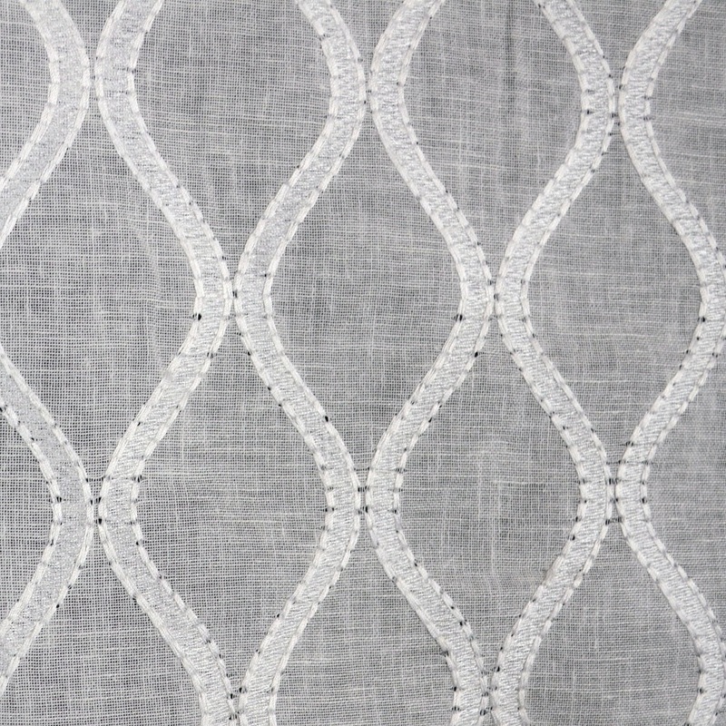 Brookside Cloud White Embroidered Sheer Fabric