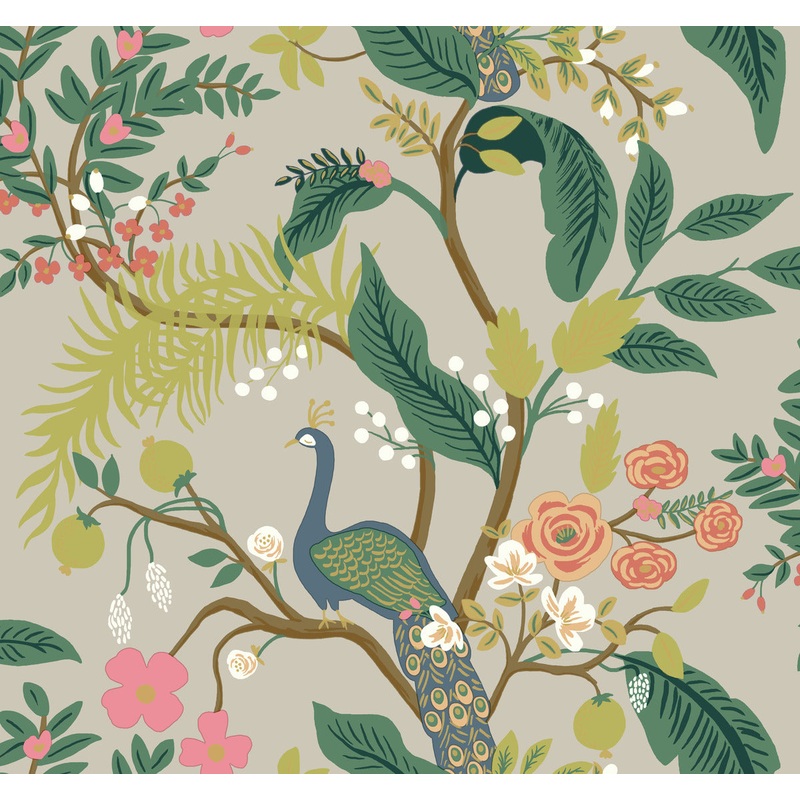 RI5171 Rifle Paper Co Linen Peacock Wallpaper