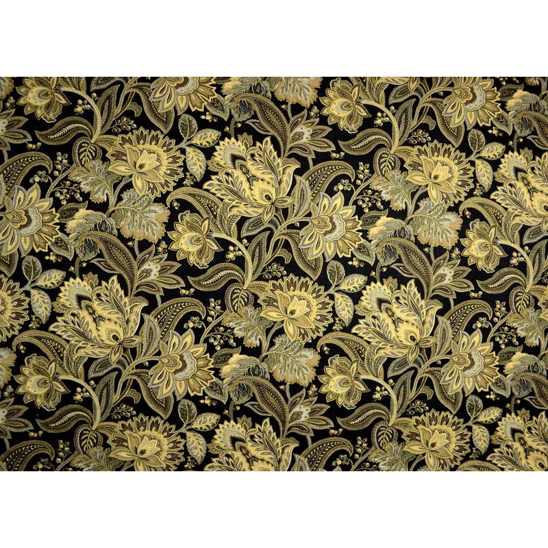 Valdosta Blackbird Paisley Floral Linen Fabric