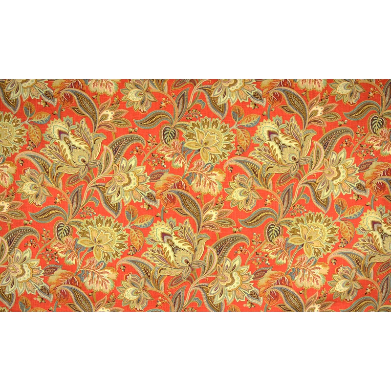 Valdosta Pompeii Turquoise And Red Paisley Floral Fabric Swavelle